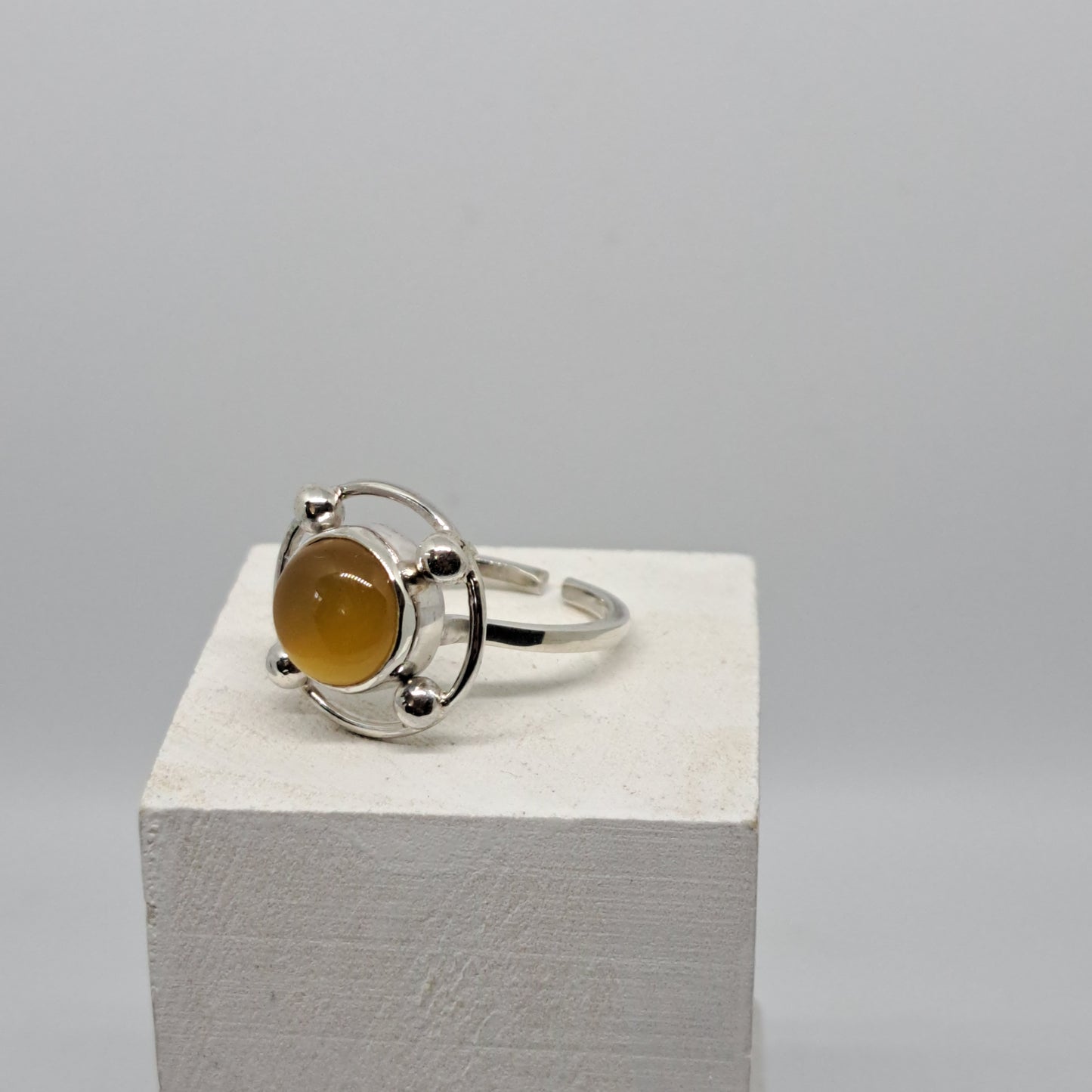 Yellow Chalcedony halo ring