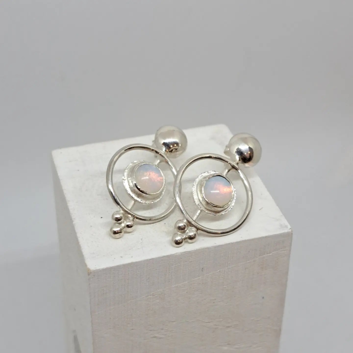 Sea opal and silver earrings