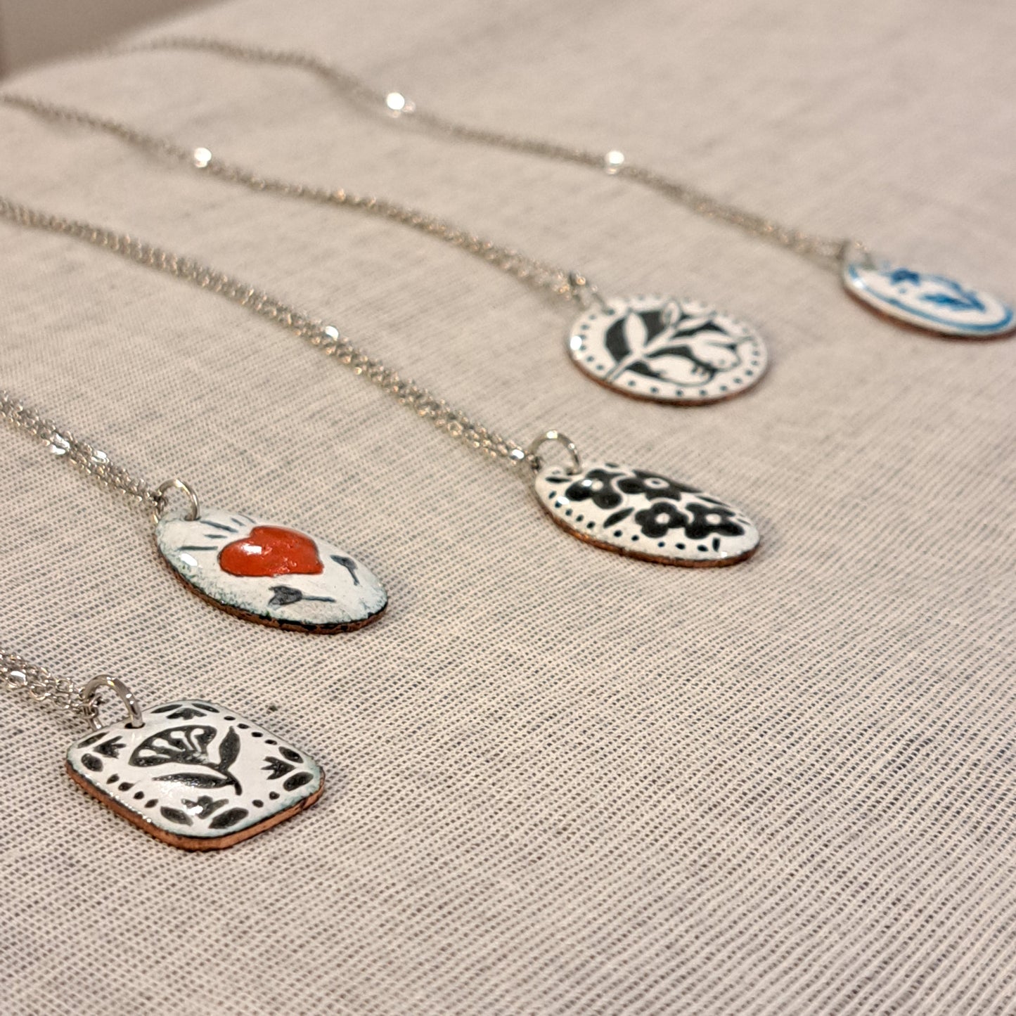 Fun enamel and copper pendants