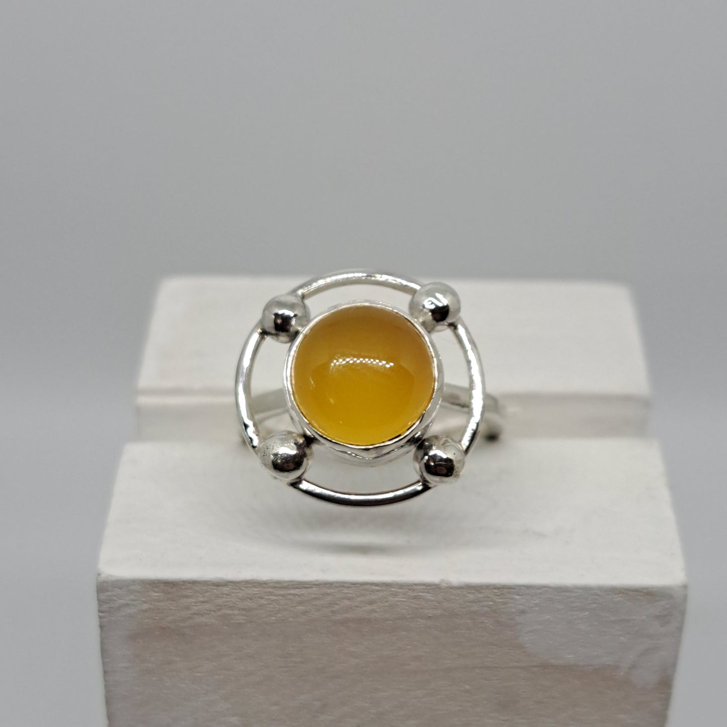 Yellow Chalcedony halo ring
