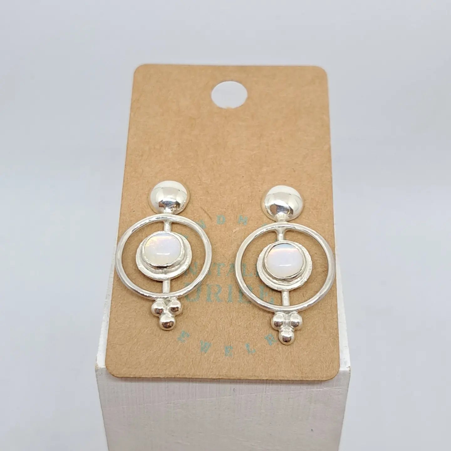 Sea opal and silver earrings