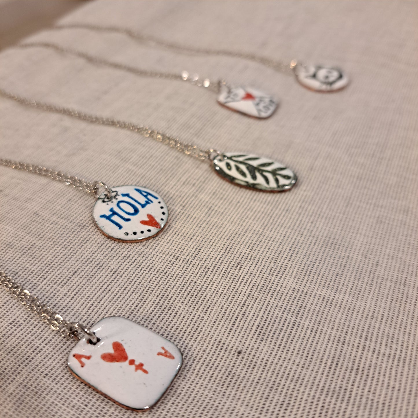 Fun enamel and copper pendants