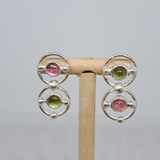 Tourmaline circular earrings