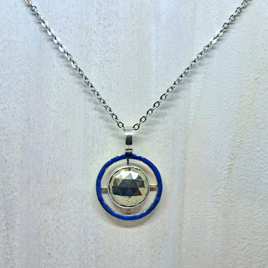 Pyrite and enamel pendant